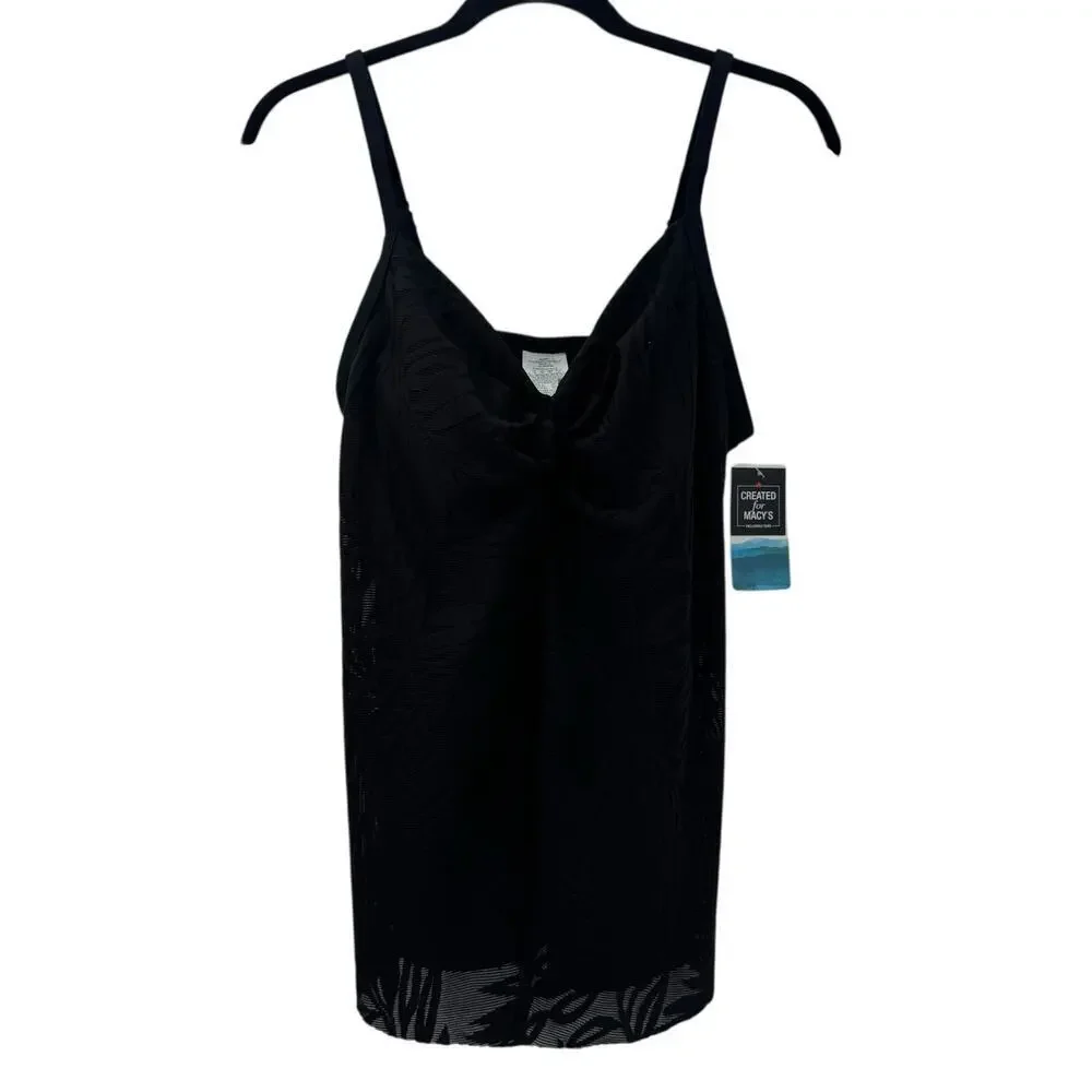 Swim Solutions Women's Knotted Flyaway Tankini Top in the Shade Black SZ 14 NWT - Picture 5 of 12